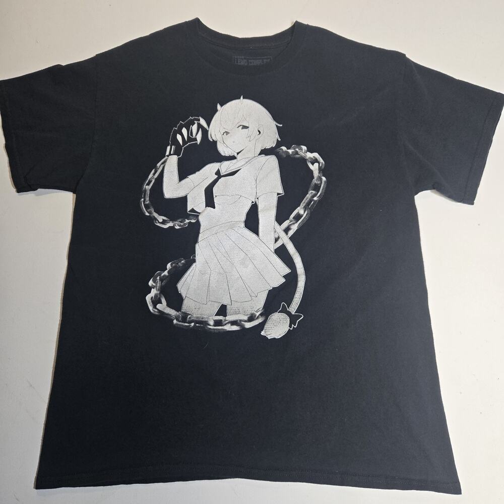 Lewd Complex Anime Graphic T-Shirt Black Men’s Large Short Sleeve Chains